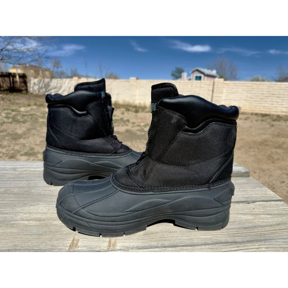 Khombu Boots Men's 12 M Black Glacier Zip Paul Snow Boots Thermal Insulation